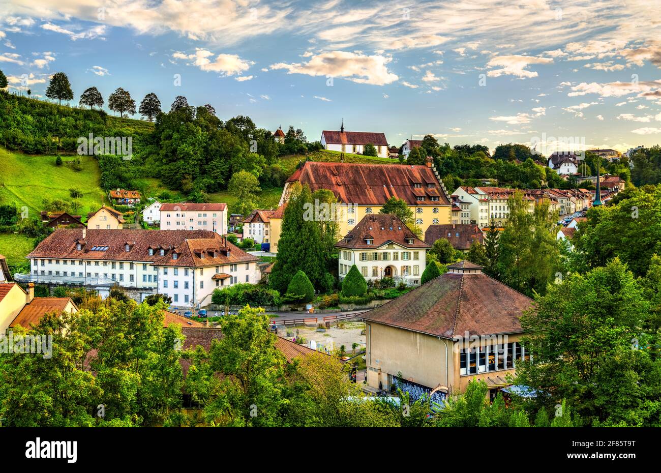 Paesaggio urbano di Friburgo in Svizzera Foto Stock