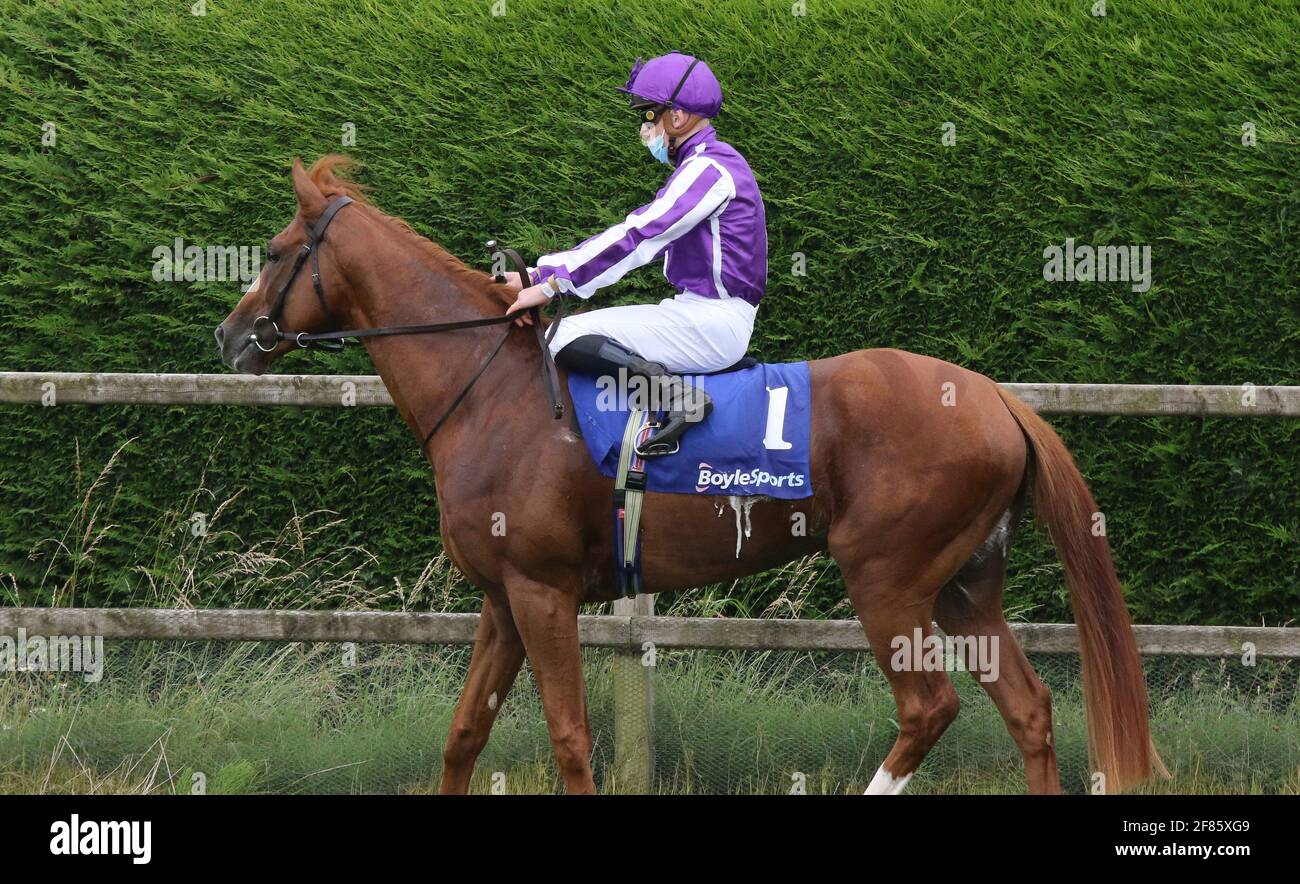 Corse di cavalli nel Regno Unito e in Irlanda. Down Royal Racecourse, Lisburn, Irlanda del Nord. 24 luglio 2020. BoyleSports Ulster Derby (Premier handicap) a porte chiuse. Cavallo da corsa Imperatore del Sole guidato da Gavin Ryan, addestrato da Donnacha Aidan o'Brien e di proprietà di Donnacha Aidan o'Brien. Foto Stock