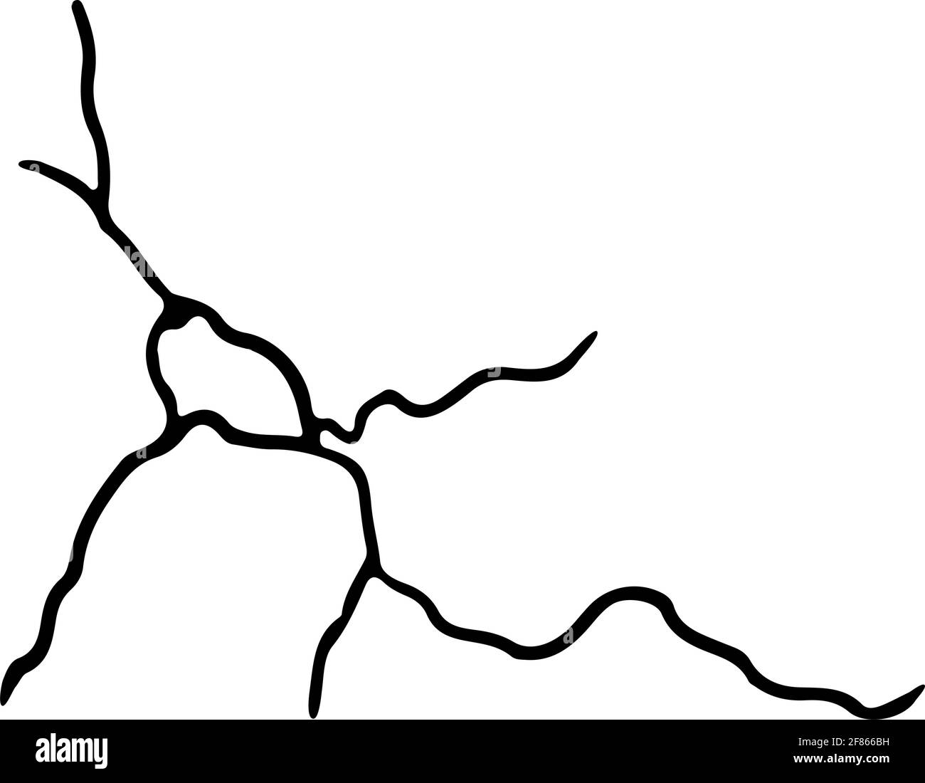 Crepa Kintsugi. Sisma e crepe di terra, effetto di buco, scricciatura e tessitura danneggiata. Le illustrazioni vettoriali possono essere utilizzate per le decorazioni kintsugi Illustrazione Vettoriale