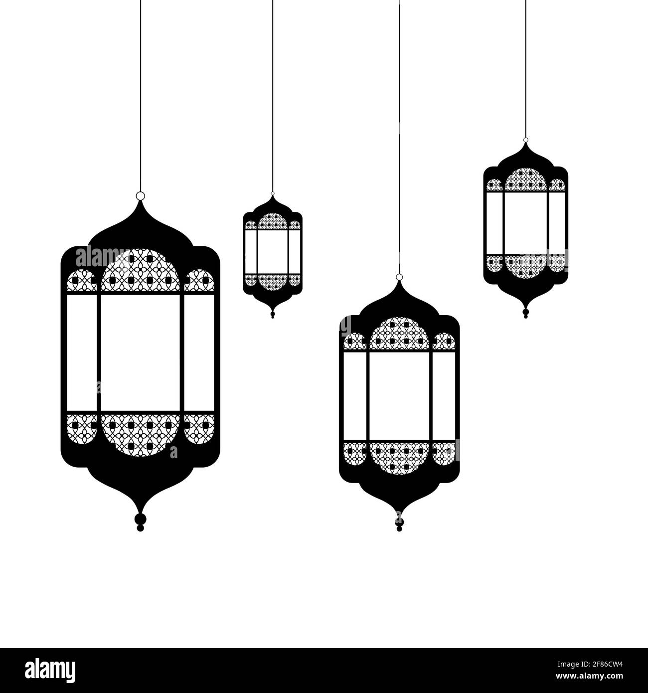Ramadan e eid mubarak biglietto d'auguri lampada a sospensione e lanterna con la cultura tradizionale araba. Illustrazione Vettoriale
