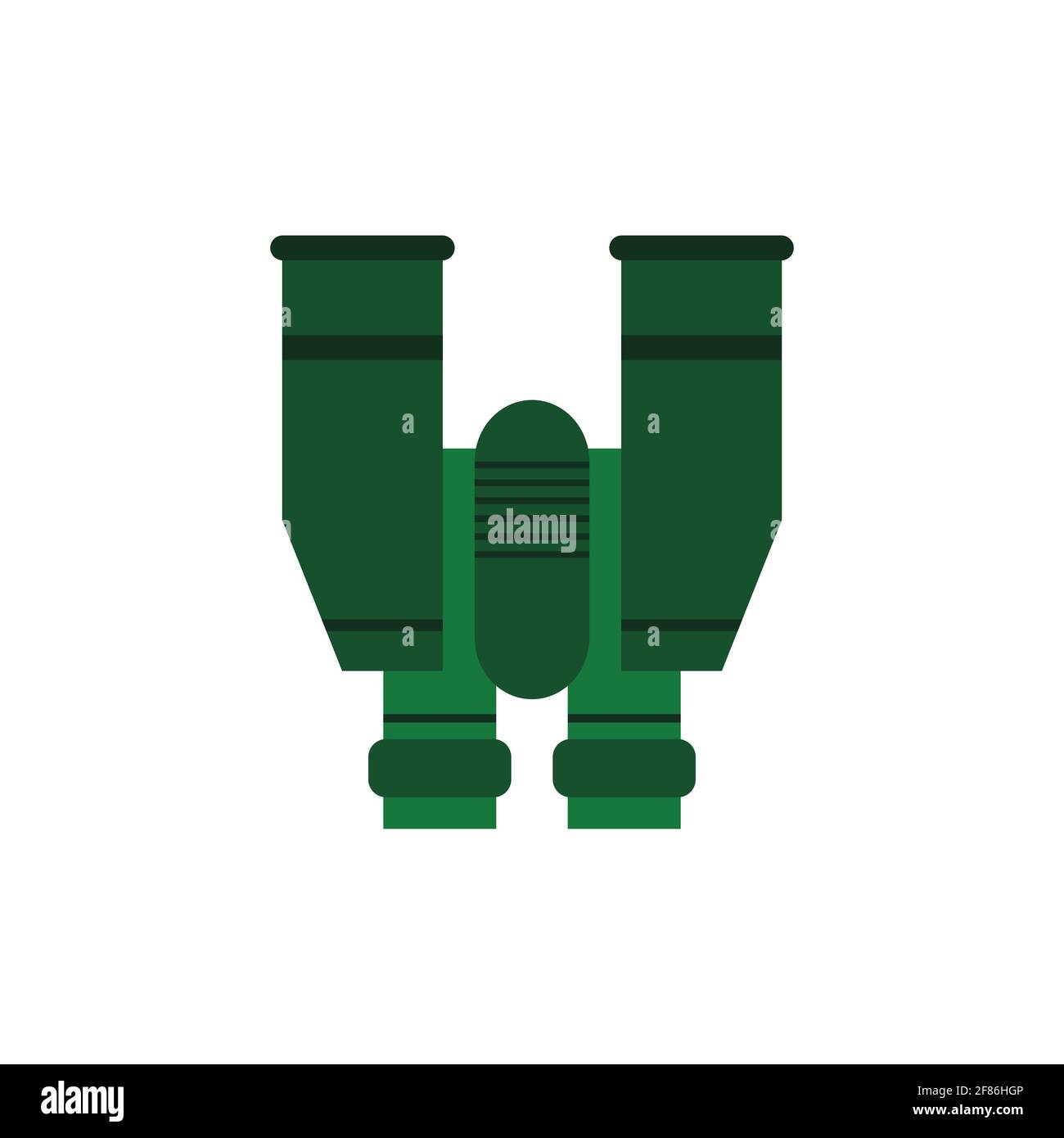 Icona a colori del binocolo verde. All'aperto, campeggio, attrezzature militari. Ricerca, ricerca, esplorazione del concetto. Strumento ottico per la distanza di visualizzazione Illustrazione Vettoriale