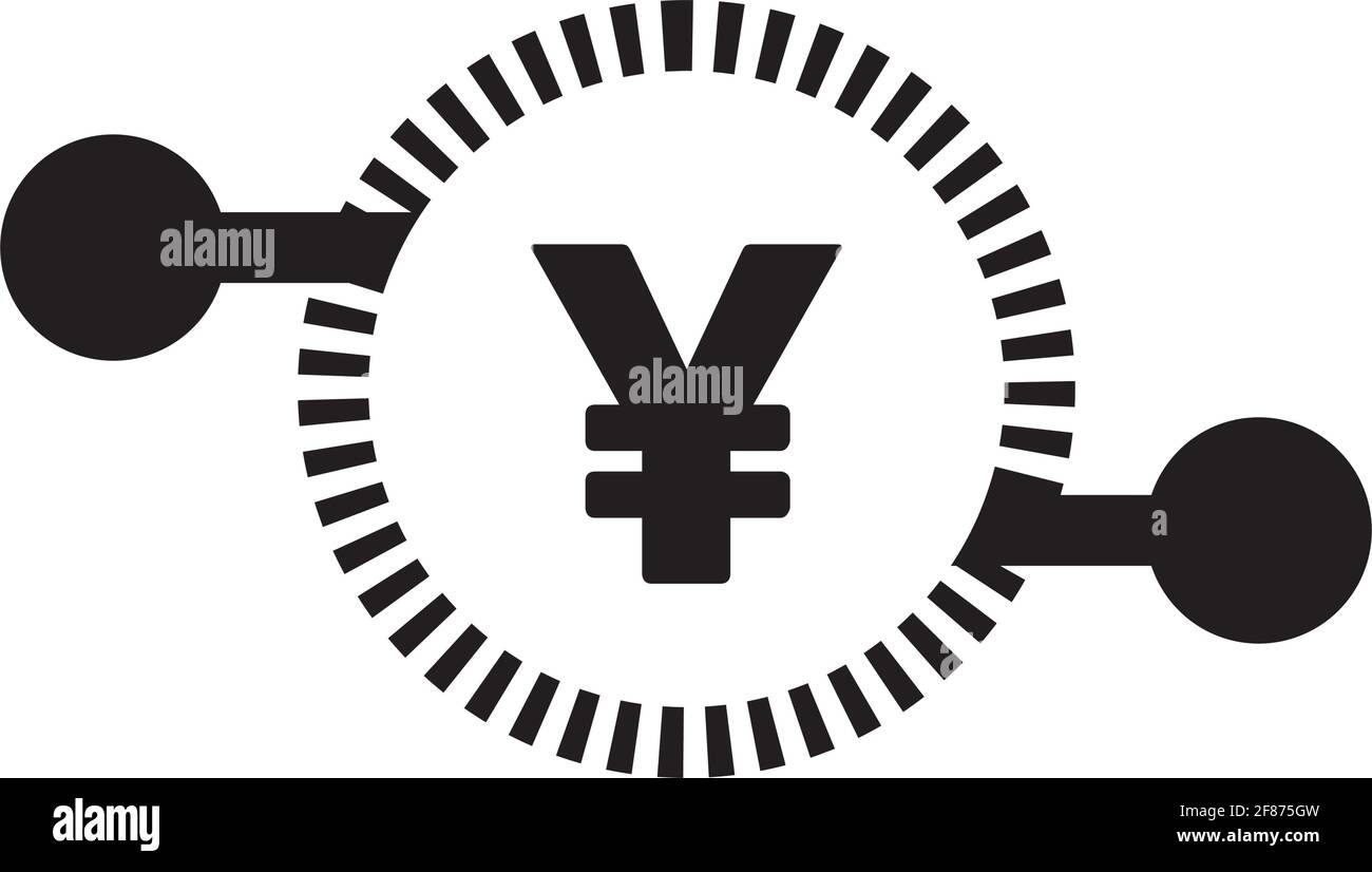 Simbolo vettore dell'icona della valuta digitale Yen per le transazioni digitali per risorsa e portafoglio in un grafico a colori piatto Illustrazione Vettoriale