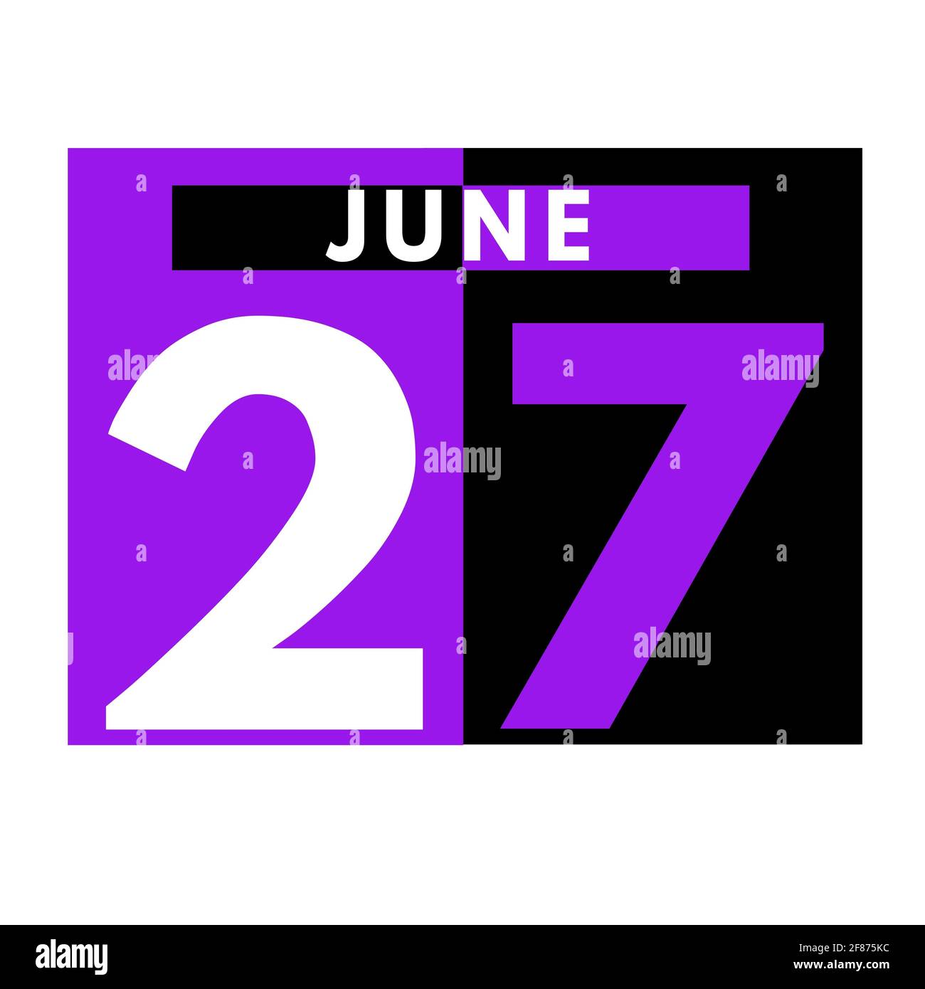 Giugno 27 . Icona calendario giornaliero moderno .data, giorno, mese .calendario per il mese di giugno Foto Stock