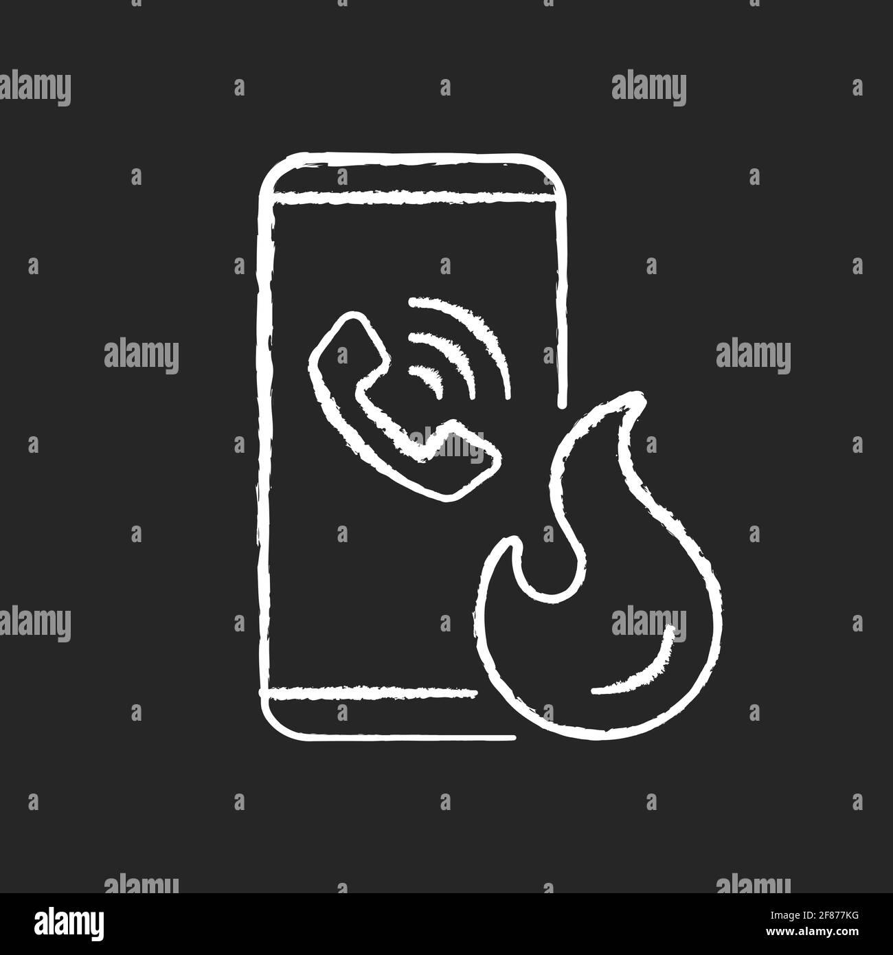 Chiamata in caso di emergenza gesso bianco icona su nero sfondo Illustrazione Vettoriale