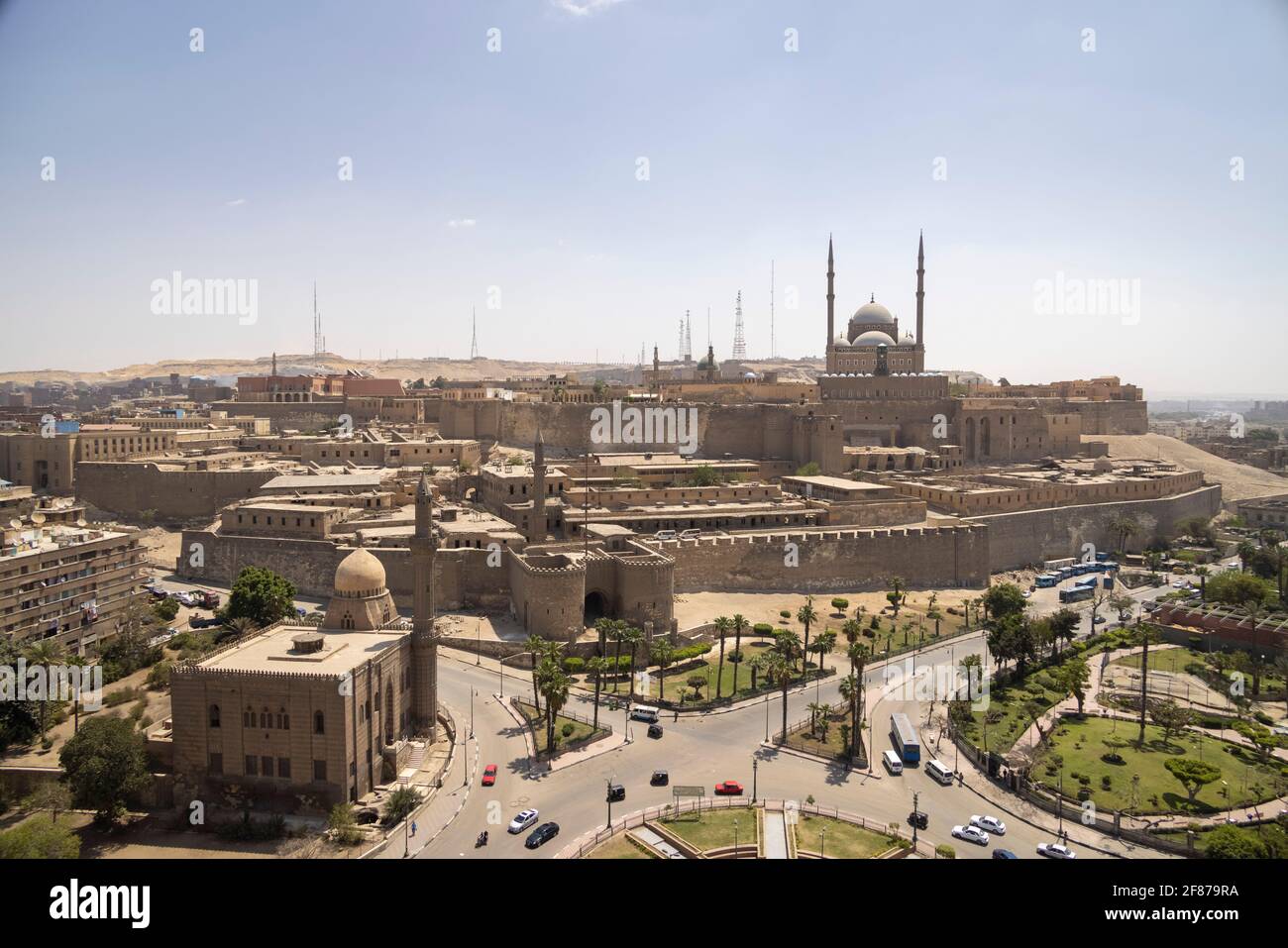Vista della cittadella e la moschea di Muhammad Ali, Cittadella, il Cairo, Egitto Foto Stock