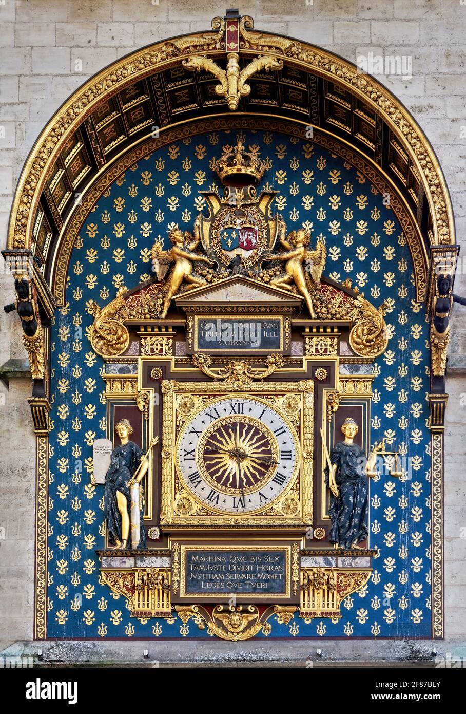 L'orologio Conciergerie, il più antico orologio pubblico di Parigi, Francia Foto Stock