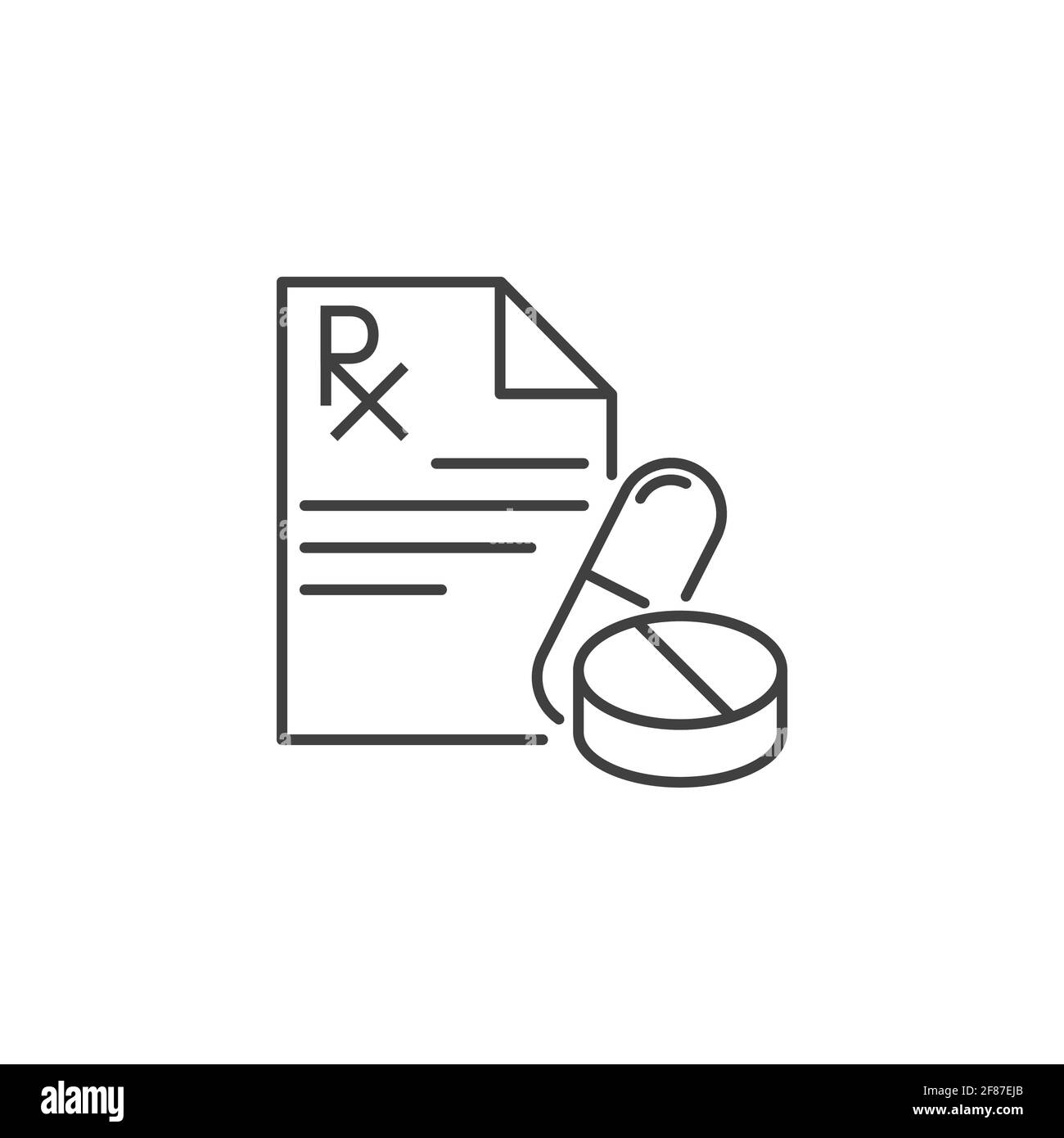 Icona del vettore correlato alla linea sottile della prescrizione. Illustrazione Vettoriale