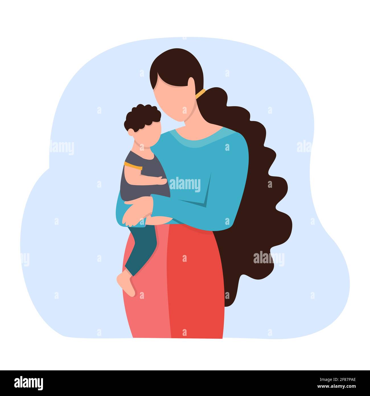 Mamma con figlio nel suo arms.Design element.Family amore e bambino concetto di cura Illustrazione Vettoriale