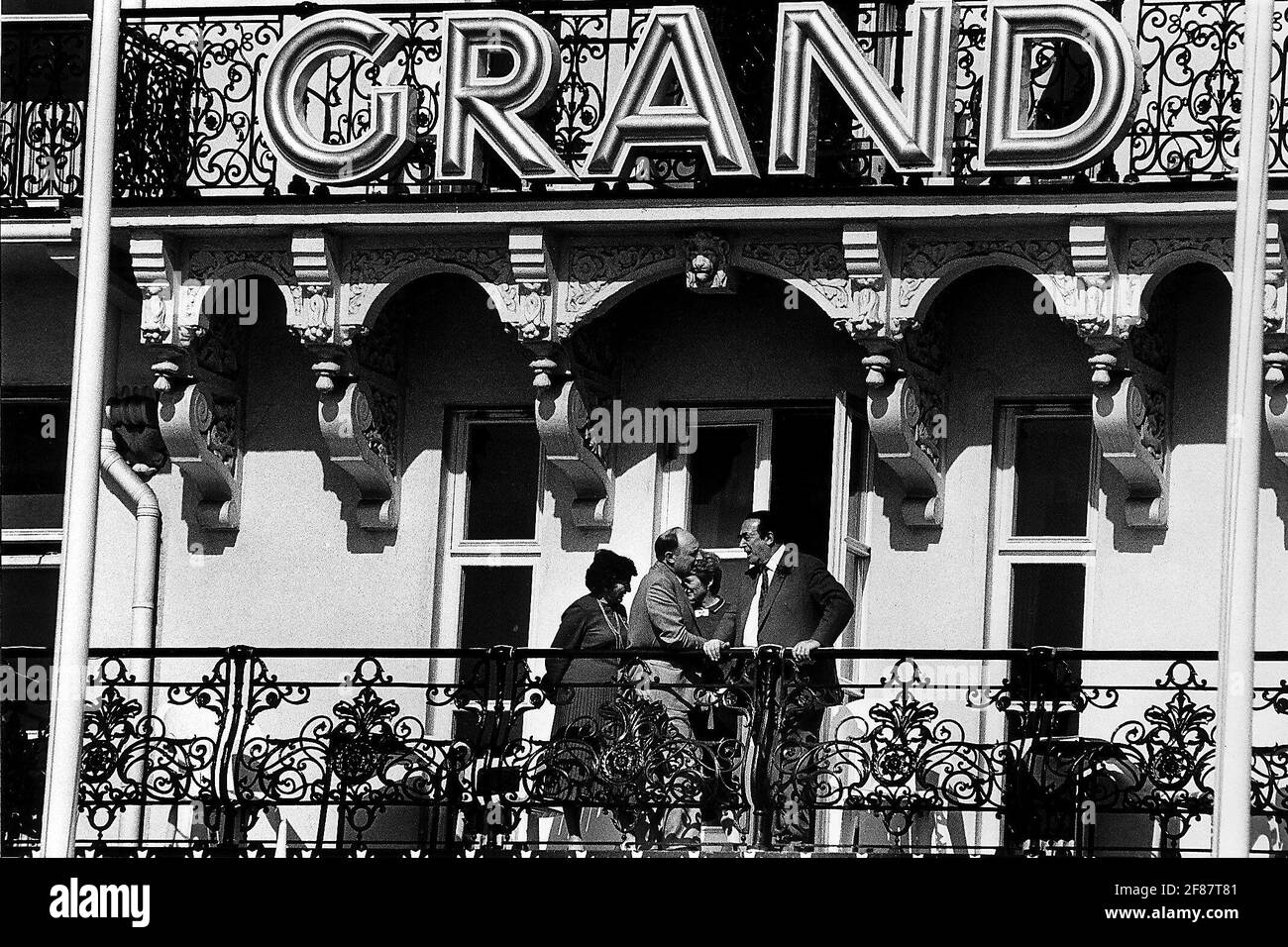Robert Maxwell con Neil Kinnock sua moglie Elizabeth Maxwell e. Glenys Kinnock al Grand Hotel Brighton durante il Labor Party Conference alla BrightonDBase Foto Stock