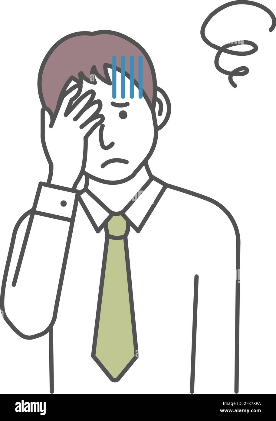 Illustrazione vettoriale di un giovane uomo d'affari che stringe la testa ( OH mio dio, mal di testa ) Illustrazione Vettoriale