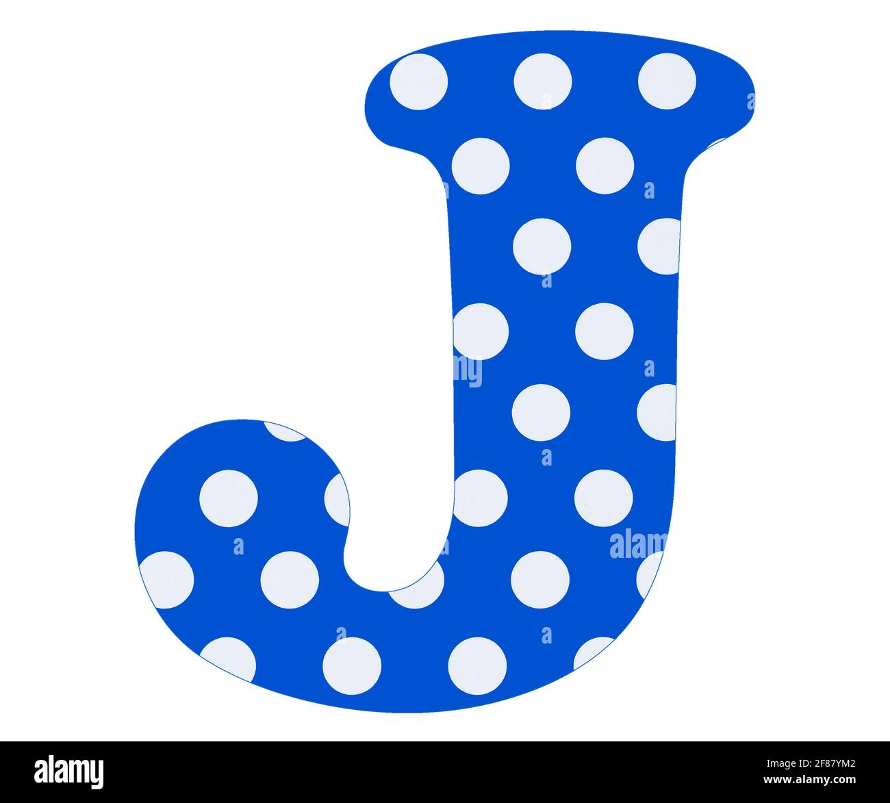 Lettera J - cerchi bianchi su sfondo blu Foto Stock