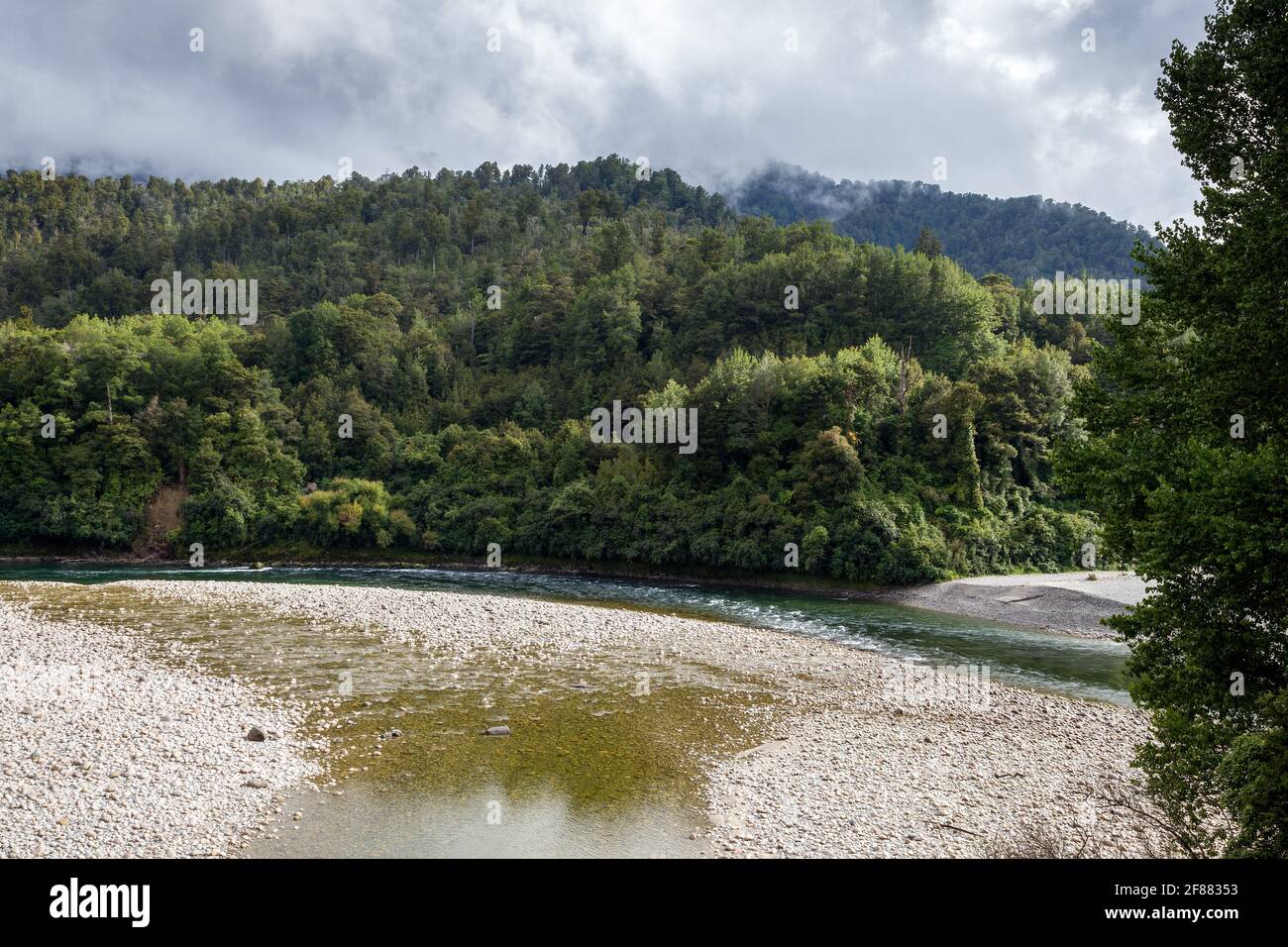 Vista della Valle del Fiume Buller in Nuova Zelanda Foto Stock