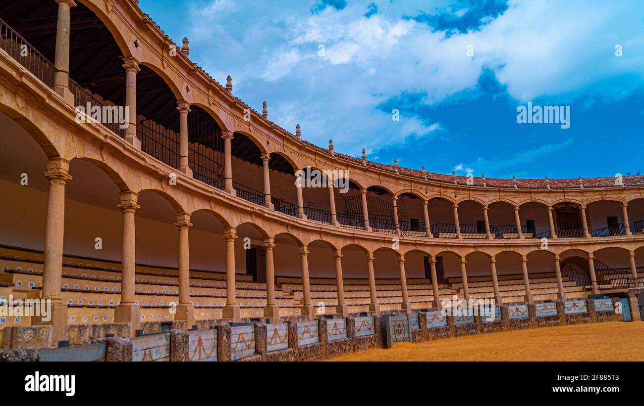 Arena di toro nella città spagnola di Ronda Foto Stock