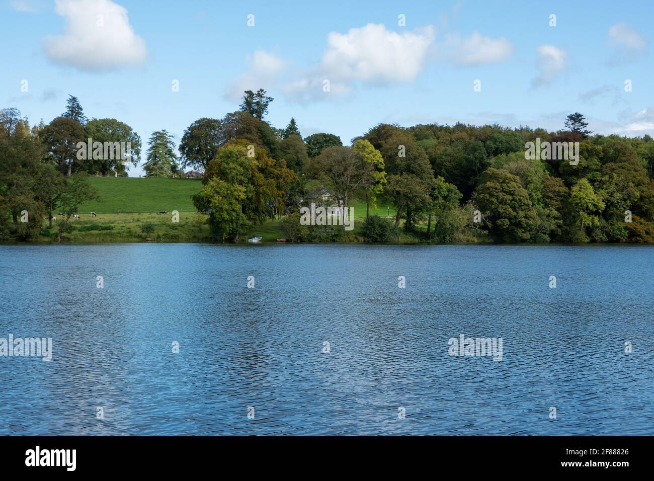 Vista sul bellissimo lago Pleasure a Killeshandra, Irlanda Foto Stock