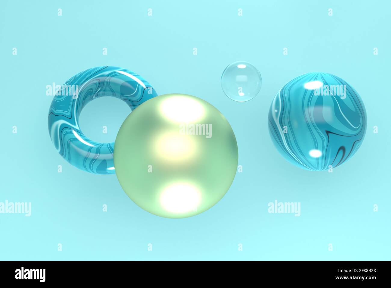 Sfondo blu astratto con forme geometriche in marmo, oro e vetro. rendering 3d Foto Stock