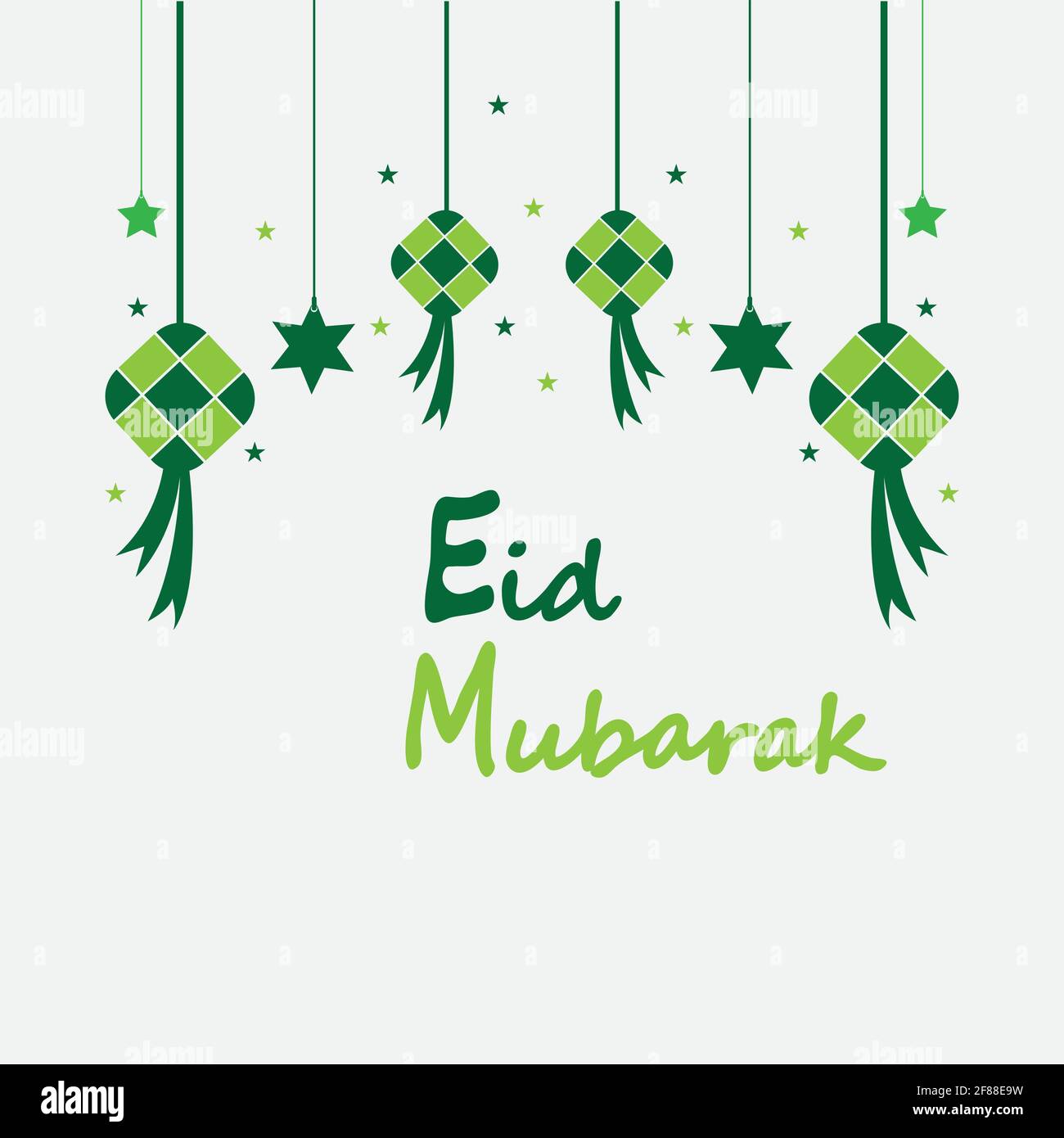 EID mubarak sfondo con ketupat, mezzaluna e stelle per celebrare eid ul fitr o eid ul adha - illustrazione vettoriale Illustrazione Vettoriale