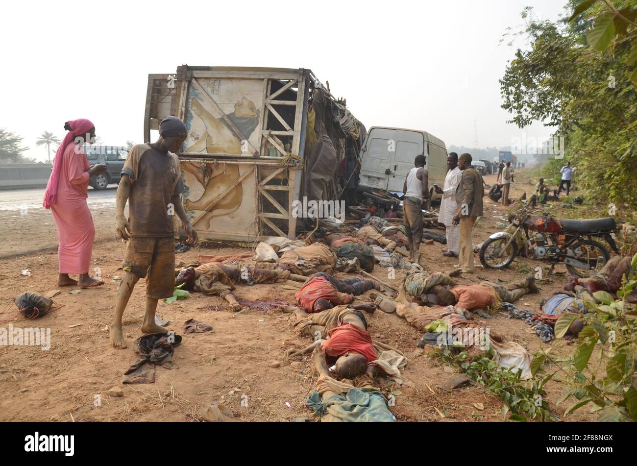 Incidente scena, Oyo Stato, Nigeria. Foto Stock