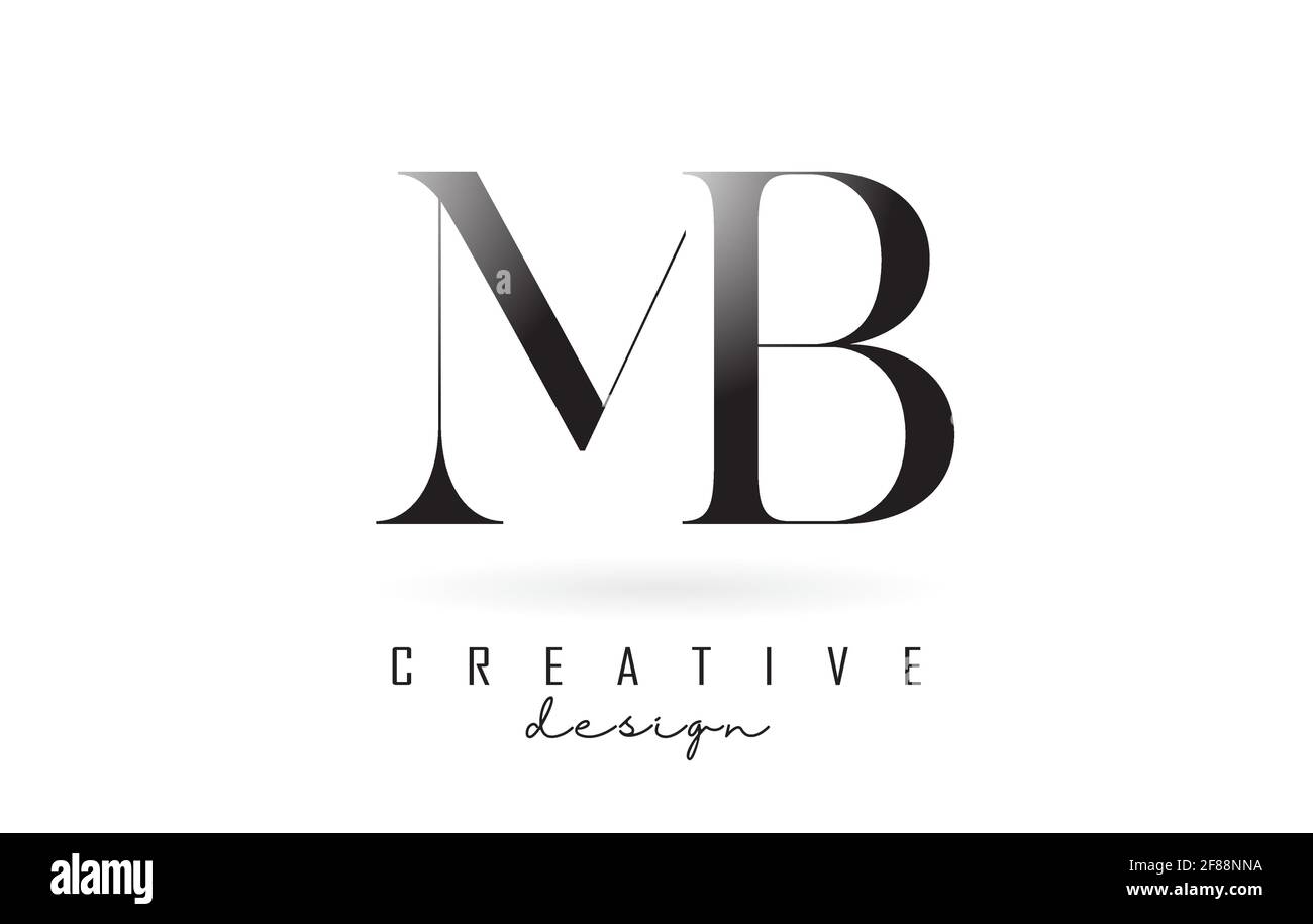 MB m b concetto di logotipo del logo del design della lettera con carattere serif e stile elegante. Icona dell'illustrazione vettoriale con lettere M e B. Illustrazione Vettoriale