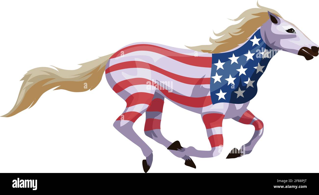 Patrioti americani cavallo corsa cavallo illustrazione Illustrazione Vettoriale