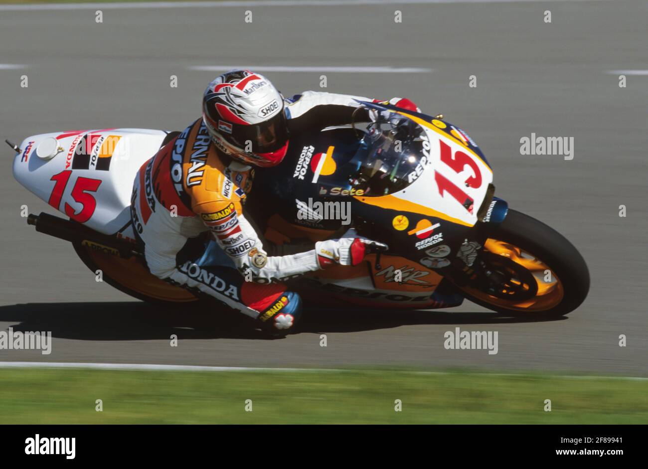 Sete Gibernau (SP), Honda 500, GP 1998 della motocicletta olandese, Assen Foto Stock