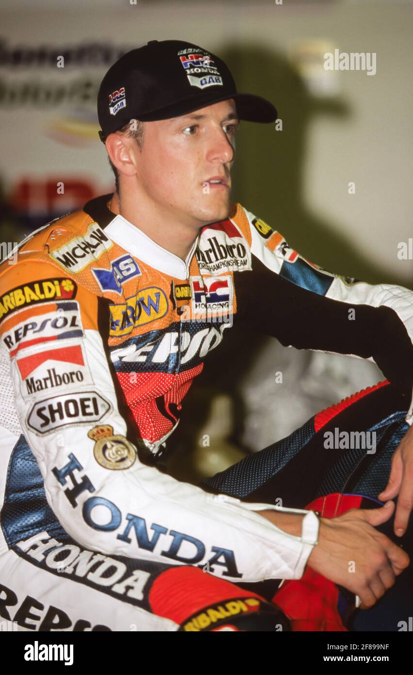 Sete Gibernau (SP), Honda 500, GP 1998 della motocicletta olandese, Assen Foto Stock