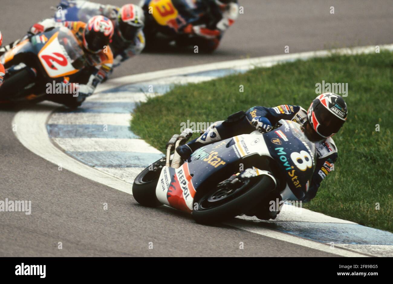 Carlos Checa (SP), Honda 500, GP 1997 della Repubblica Ceca, Brno Foto Stock
