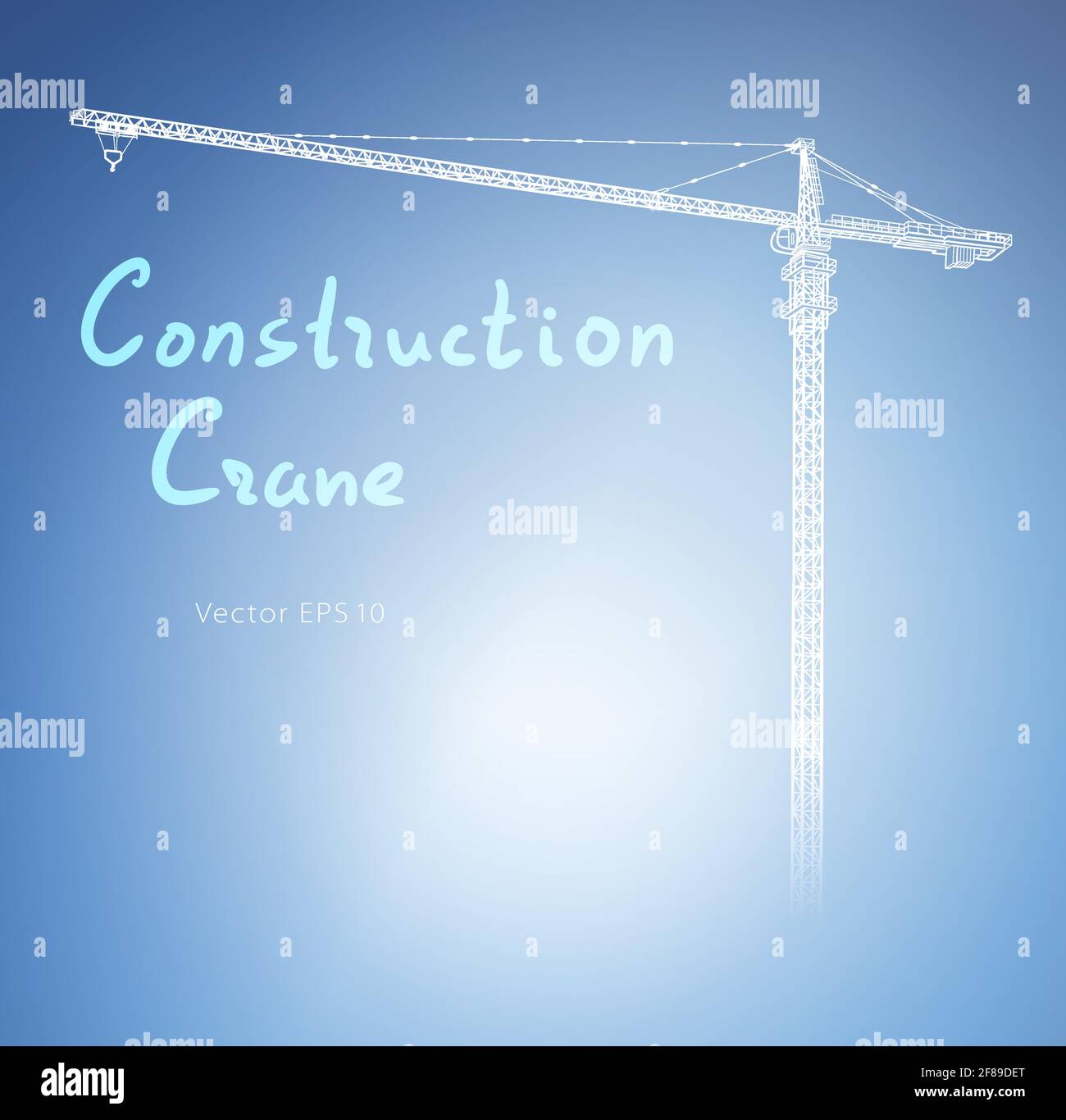 La costruzione della torre della gru. Dettagliata illustrazione vettore isolato su sfondo bianco. Illustrazione Vettoriale