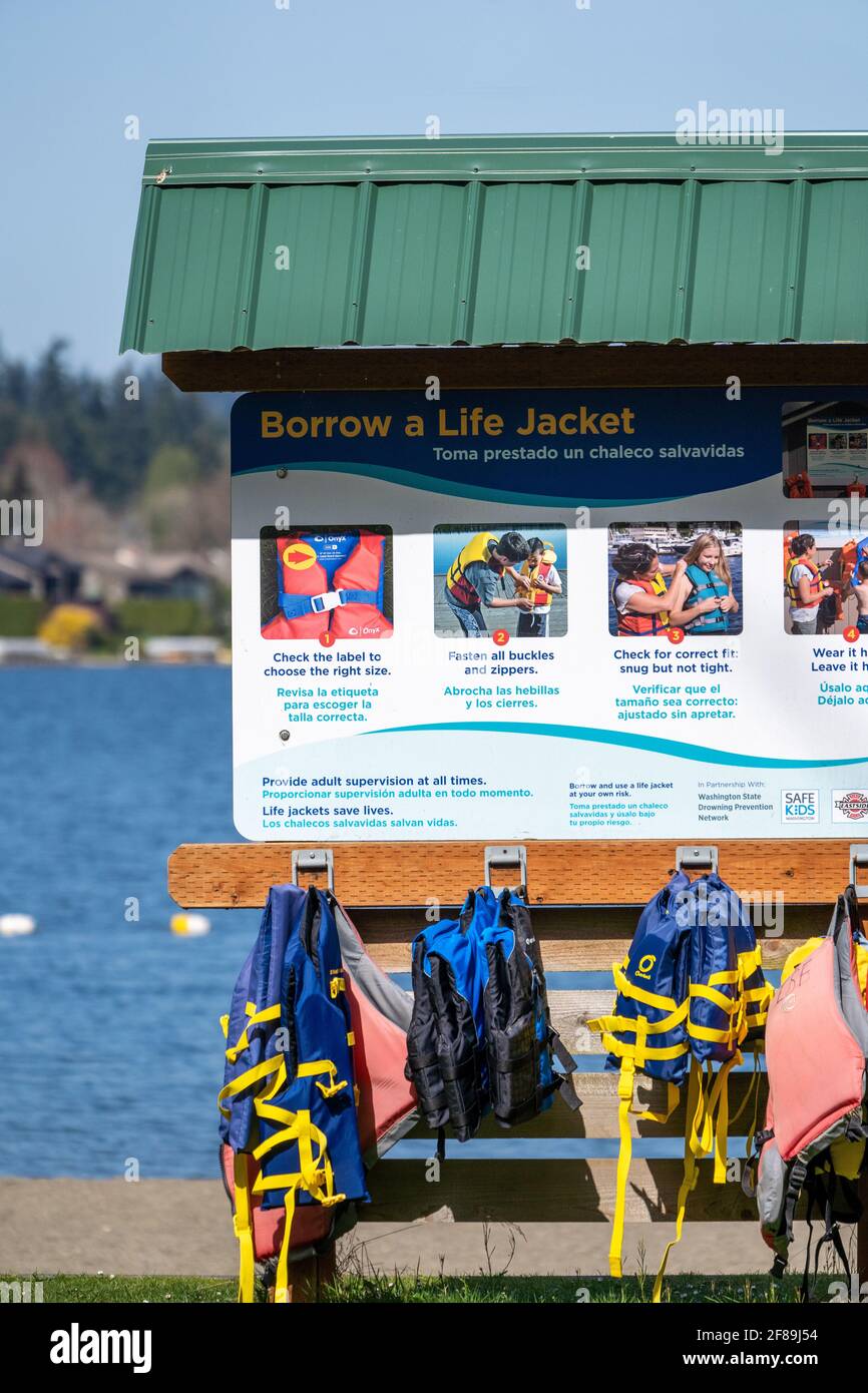 Issaquah, Washington, Stati Uniti. Conservatori di vita Loaner presso il parco statale del lago Sammamish. Foto Stock
