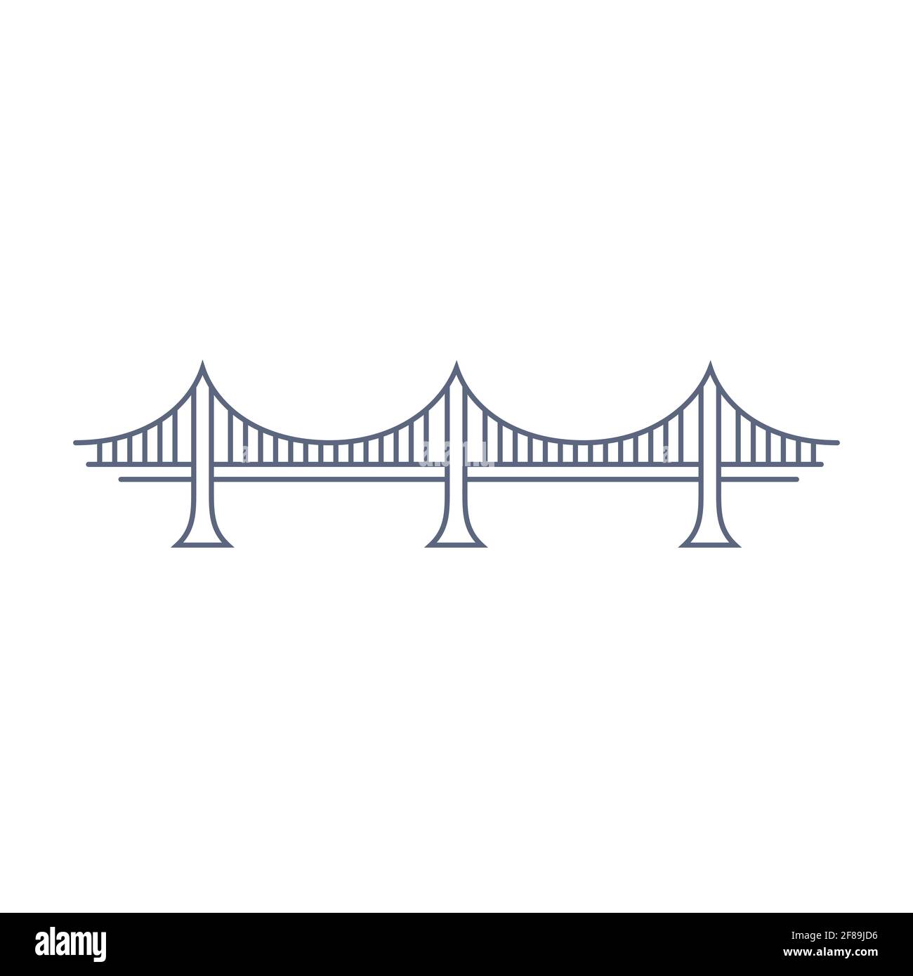 Icona del vettore della linea di ponte - pittogramma del ponte di sospensione semplice in stile lineare su sfondo bianco. Illustrazione vettoriale Illustrazione Vettoriale