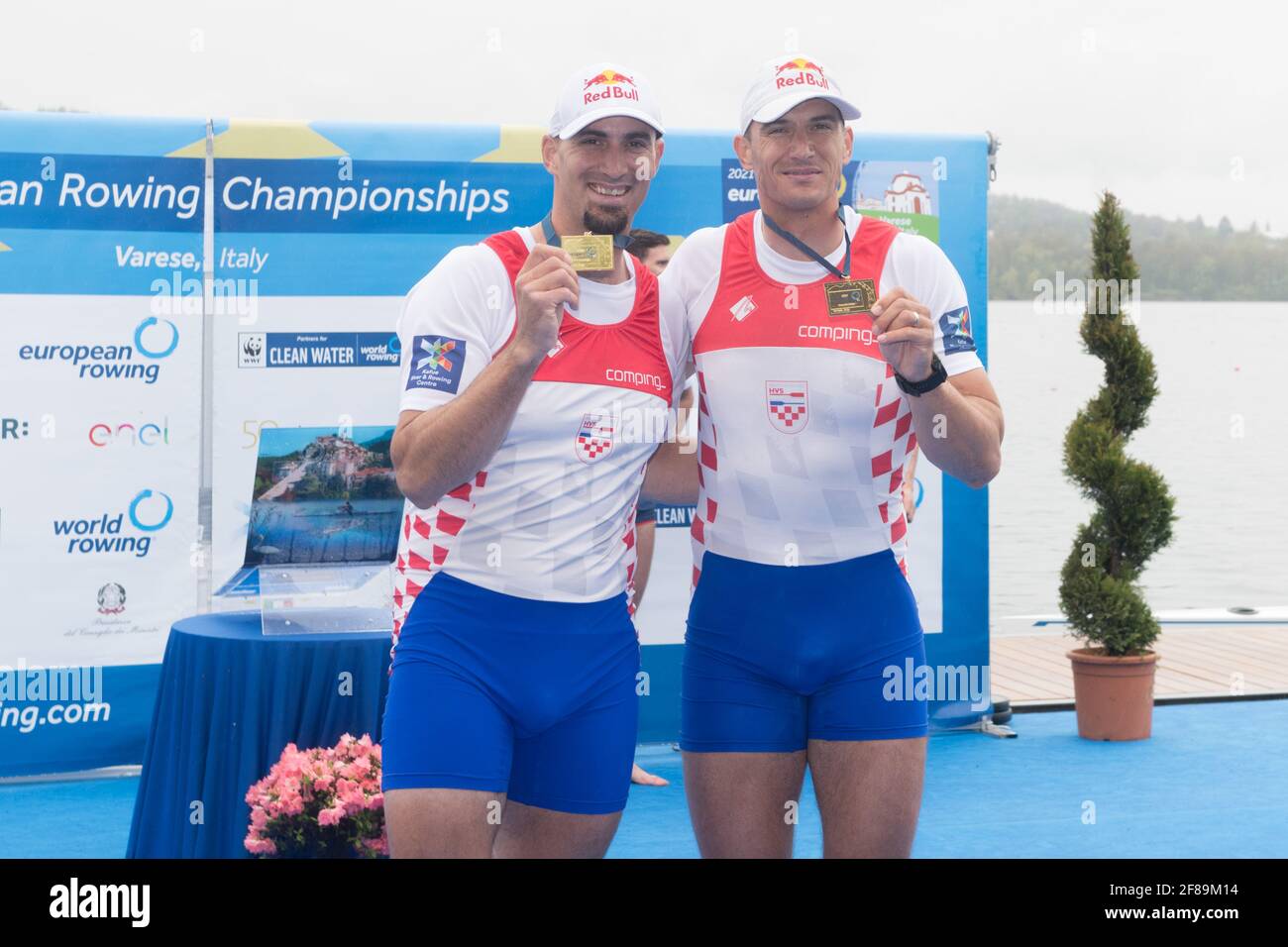 Martin Sinkovic, Valent Sinkovic (CRO), medaglia d'oro, coppia di uomini durante i Campionati europei di canottaggio 2021 , Canoying, - Photo .LiveMedia/Danilo Vigo Foto Stock