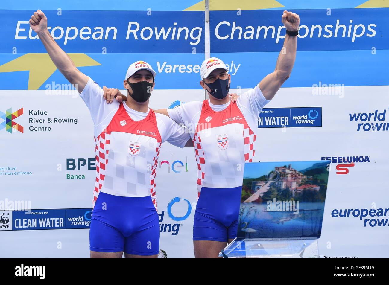 Martin Sinkovic, Valent Sinkovic (CRO), medaglia d'oro, coppia di uomini durante i Campionati europei di canottaggio 2021 , Canoying, - Photo .LiveMedia/Danilo Vigo Foto Stock