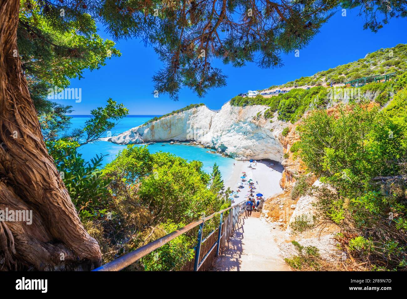 Lefkada, Grecia. Porto Katsiki a Lefkada, isole IONIE. Foto Stock