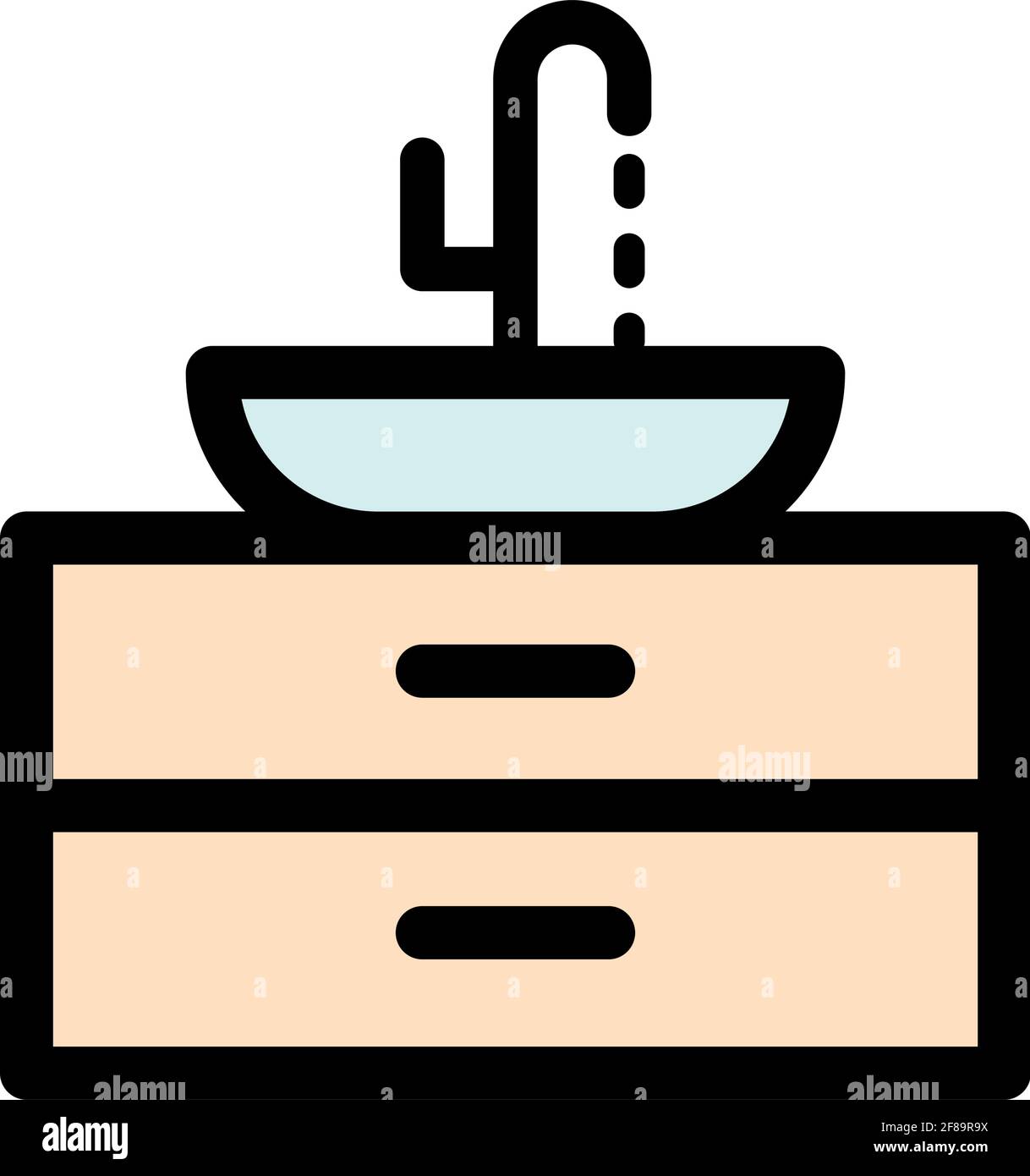 Sink semplice simbolo di colore isolato su sfondo bianco. Lavabo vettoriale in stile trendy. Illustrazione Vettoriale