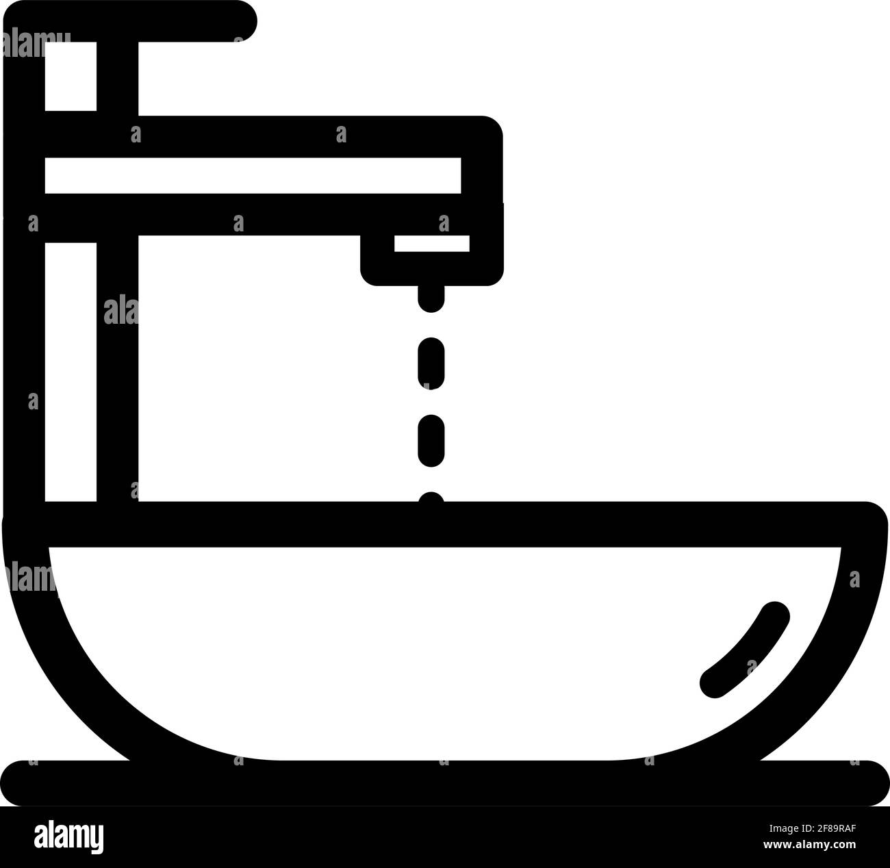 Simbolo del contorno del lavandino isolato su sfondo bianco. Lavabo vettoriale in stile trendy. Illustrazione Vettoriale