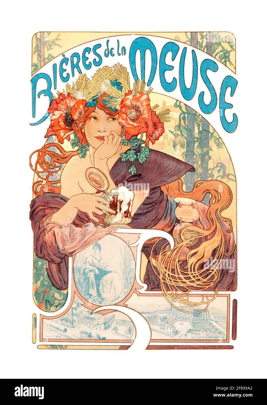 Bieres de la Meuse, 1897 – Art Nouveau di Alphonse Mucha. Foto Stock