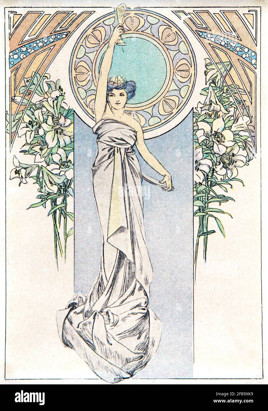 Scheda menu – Art Nouveau di Alphonse Mucha Foto Stock