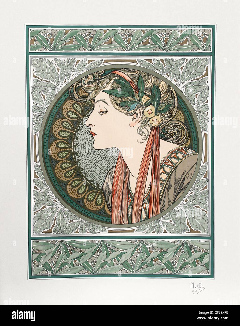 Laurel – Art Nouveau di Alphonse Mucha, 1901 Foto Stock