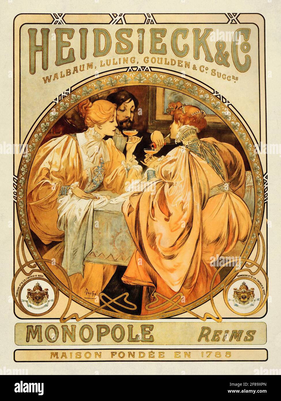 Heidsieck & Co, Monopole, Reims ad – Art Nouveau di Alphonse Mucha Foto Stock