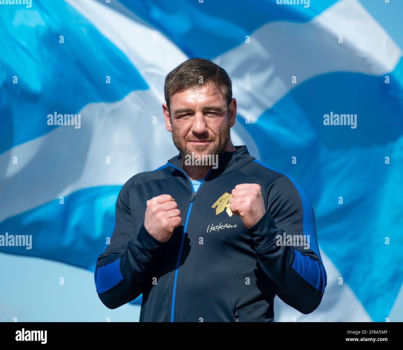 Edimburgo, Scozia, Regno Unito. 12 Aprile 2021. NELLA FOTO: Alex Arthur MBE, ex pugile professionista scozzese, che sta per l'Alba Party come candidato per la regione di Lothian. PIC Credit: Colin Fisher/Alamy Live News Foto Stock