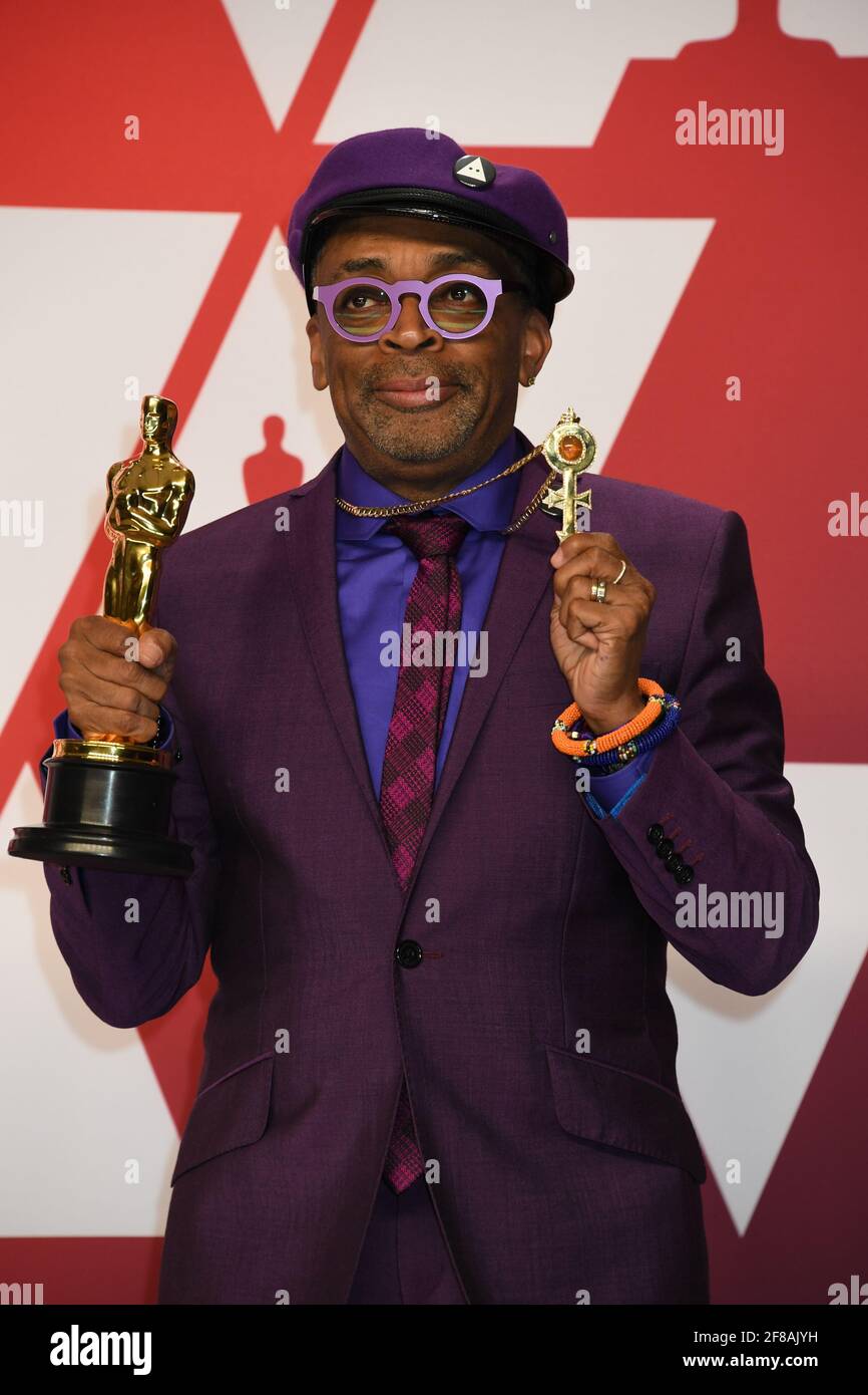 Vincitori Oscar Spike Lee nella Sala Stampa durante la 91esima edizione del Premio annuale dell'Accademia, Oscar, tenuto al Dolby Theatre di Hollywood, California, Domenica 24 Febbraio 2019 Foto di Jennifer Graylock-Graylock.com 917-519-7666 Foto Stock