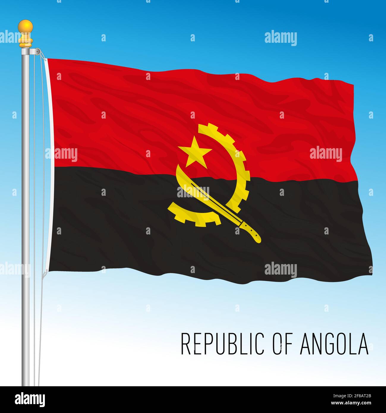 Bandiera nazionale ufficiale dell'Angola, paese africano, illustrazione vettoriale Illustrazione Vettoriale