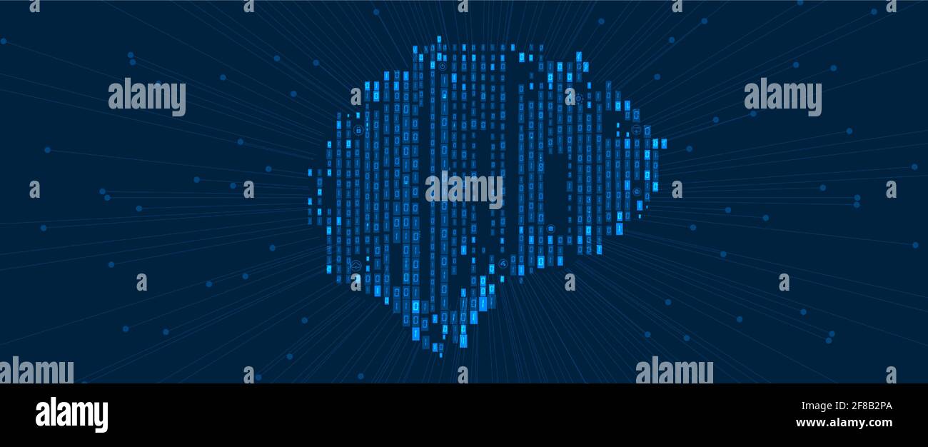 Cervello umano astratto. Intelligenza artificiale nuova tecnologia. Scienza futuristica Illustrazione Vettoriale