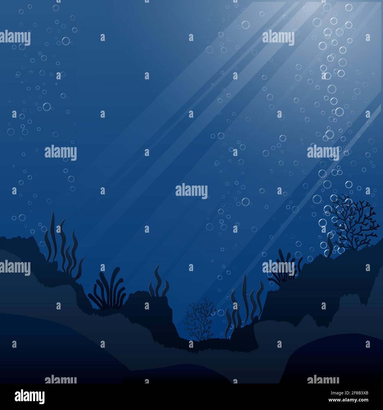 Illustrazione vettoriale della vita marina e corallo sullo sfondo del fondo marino. Illustrazione Vettoriale