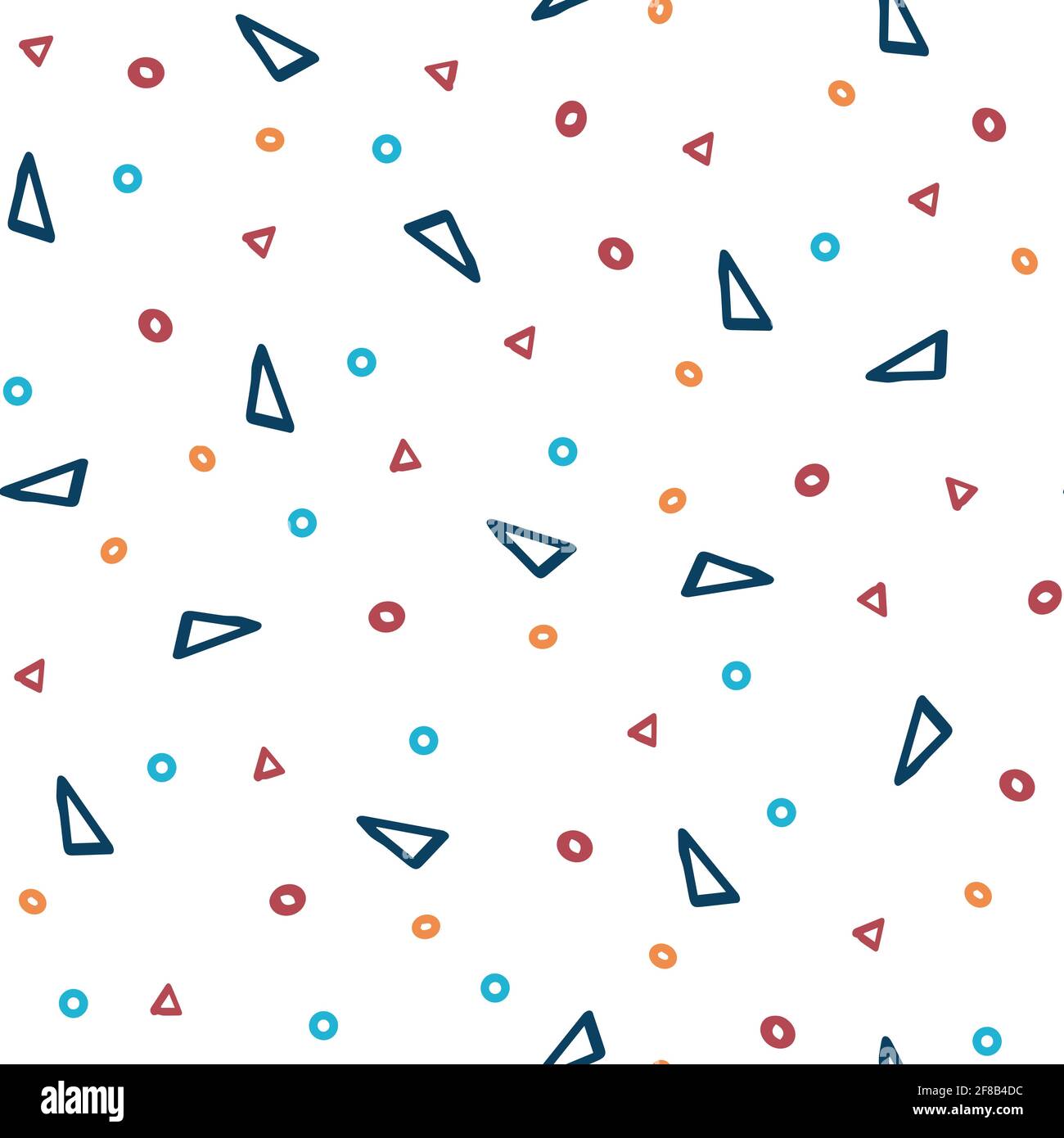 Motivo senza cuciture con forme geometriche. Design piatto stile Cartoon. Elementi di disegno dell'illustrazione vettoriale. Disegno vettoriale per cartoline, imballaggi. Illustrazione Vettoriale