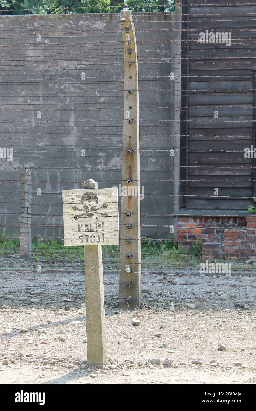 Auschwitz è il più grande campo di concentramento del terzo Reich, sia un campo di concentramento che un centro di sterminio. In precedenza serviva da Foto Stock