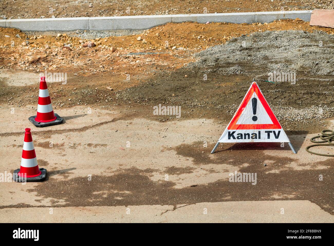 Attenzione, ispezione fognaria con telecamera Foto Stock