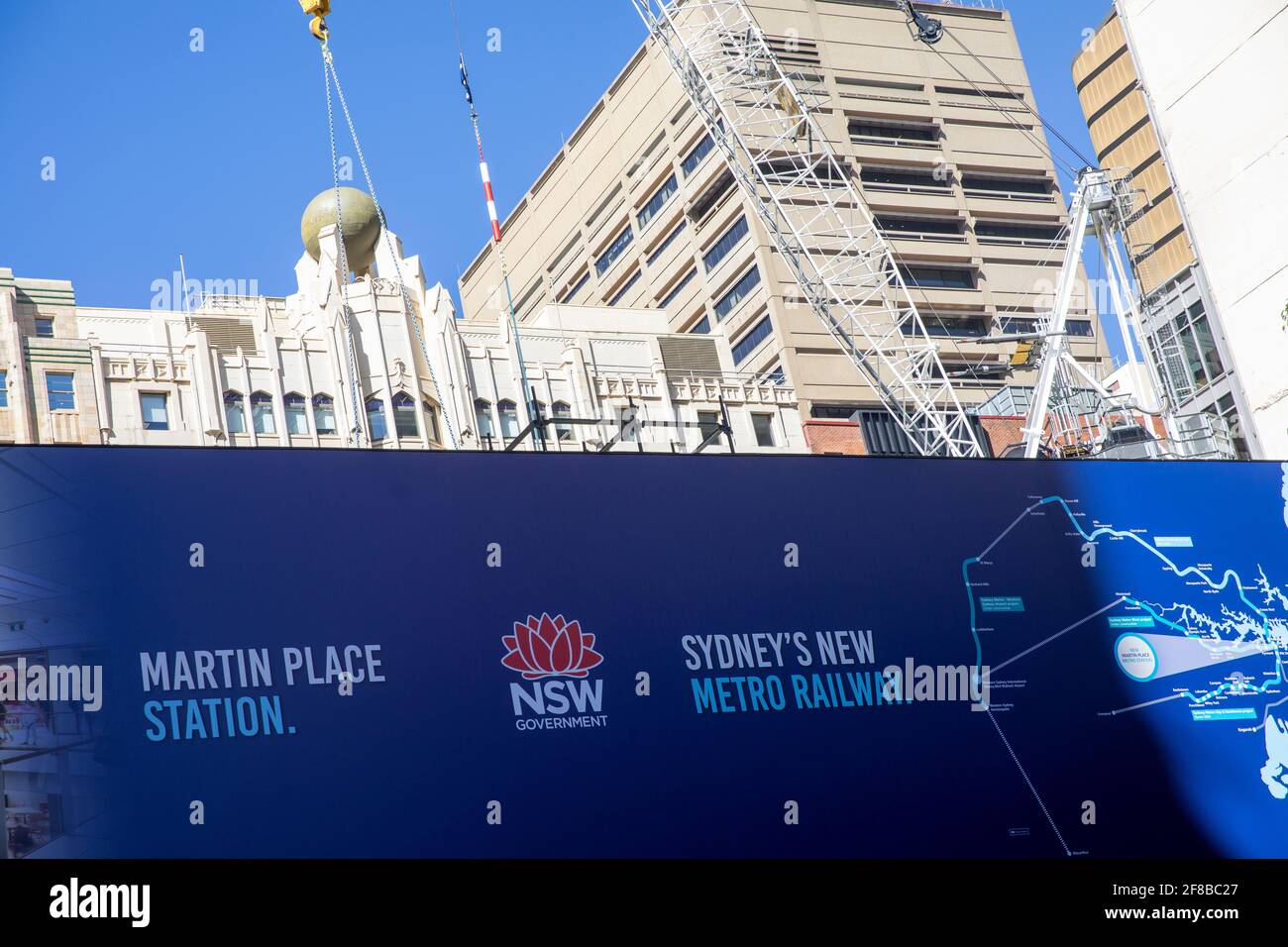 Il progetto di trasporto pubblico della metropolitana di Sydney include una nuova stazione ferroviaria A Martin Place nel centro di Sydney, NSW, Australia Foto Stock