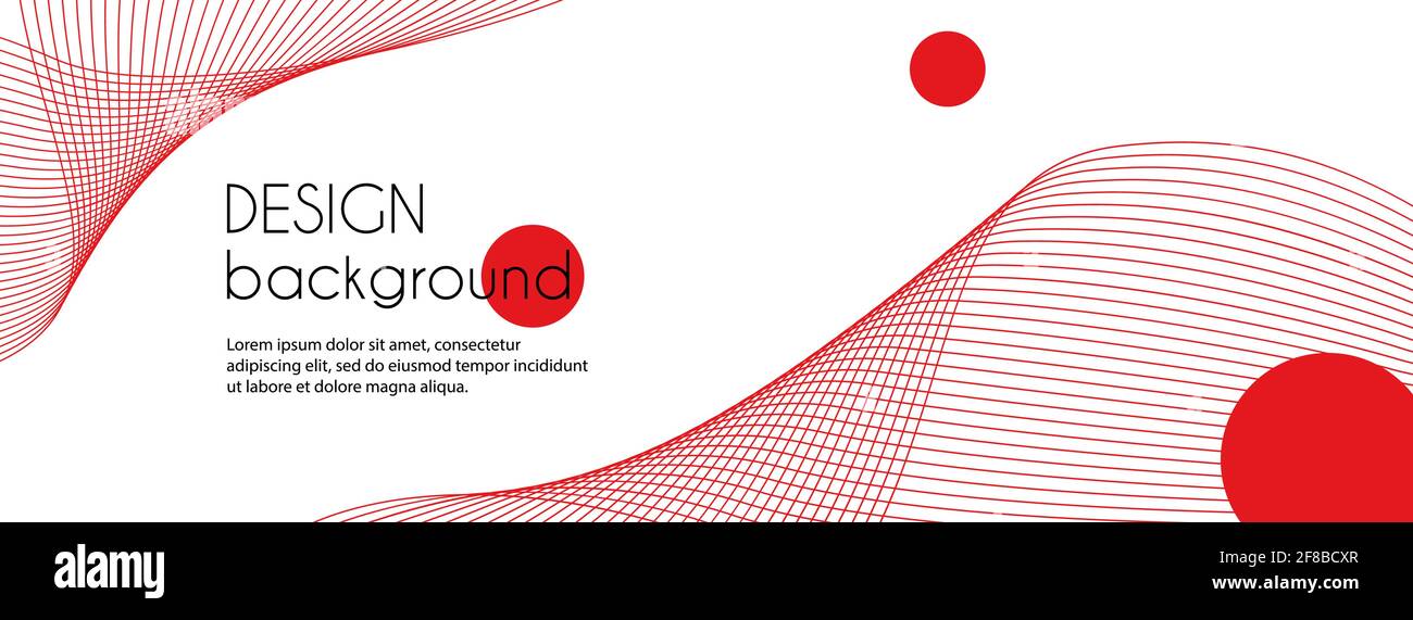 Banner vettoriale lungo astratto con linee ondulate rosse. Sfondo minimo per la copertina di facebook, web header design Illustrazione Vettoriale