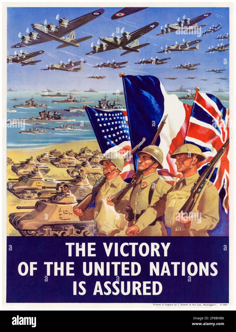 British, WW2, Victory of the United Nations (Allied Nations), è assicurato, motivazionale poster, 1942-1945 Foto Stock