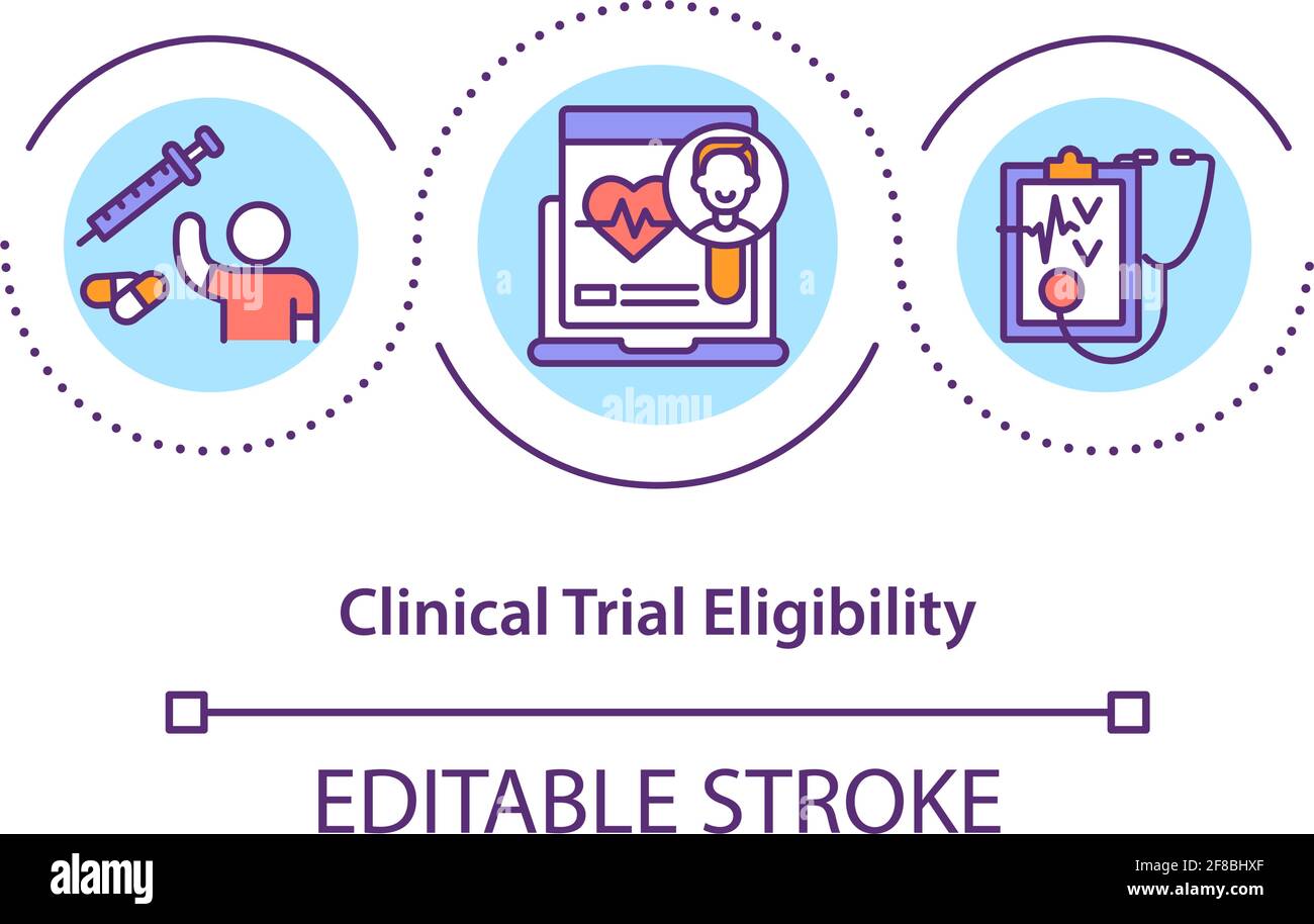 Icona del concetto di idoneità della sperimentazione clinica Illustrazione Vettoriale